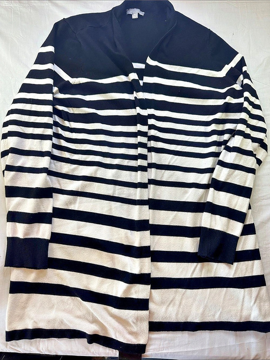 Evolution Sweaters - Evolution Striped Cardigan in Black & White Size XL